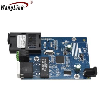 China Fiber Optic Transceiver 1000M Full PCBA Fiber Media Converter Gigabit Fiber Media Converter High Quality PCB Wanglink Gigabit Ethernet Switch with 20km SC Fiber Module for sale