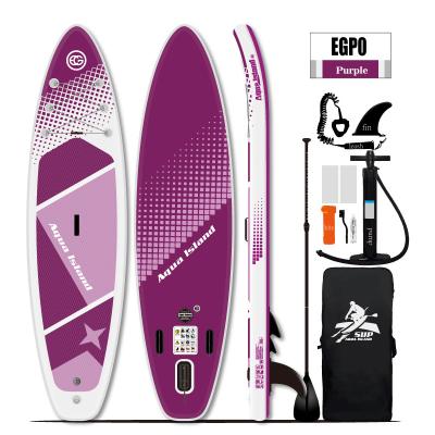 China Hot Selling Unisex Purple Inflatable Surfboard High Pressure Soft Board Folding Dismountable Tail Fins 3 FLEX Adult Inflatable Board for sale