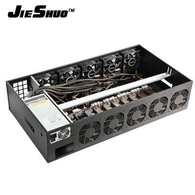 China Jieshuo Desktop 12 Built-in Silent 12GPU Platform System Graphics Card Chassis B75 Motherboard Fan Chassis for sale