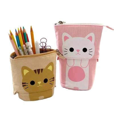 China 2021 Hot Sale Automatic Cute School Cotton Recyclable Stand Up Pencil Case for sale