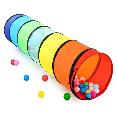 China Polyester Fabric Christmas Gift 7 Colors Rainbow Crawling Tube Children's Game Indoor Outdoor Toy Tunnel Kids for sale