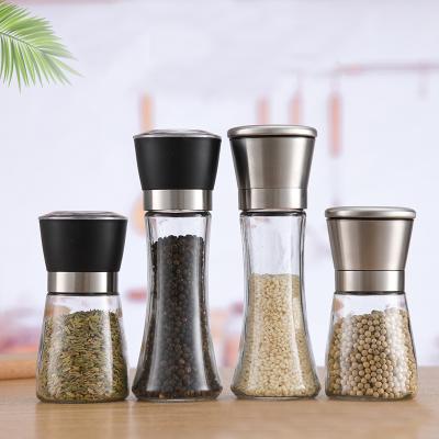 China Viable Salt and Pepper Shakers Grinders Set Refillable Stainless Steel, Adjustable Coarseness Mills Glass Material to Fill Peppercorn for sale