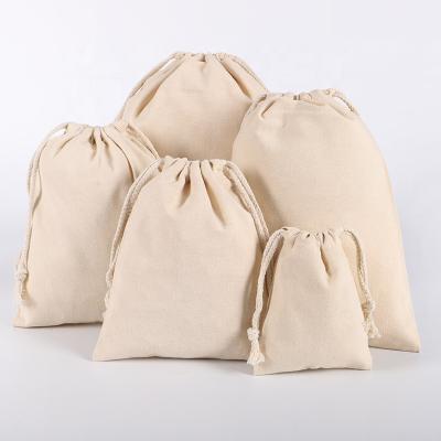 China Heavy Duty Reusable Muslin Drawstring Cotton Drawstring Bags Canvas Organizer Crafts and Favor Storage Pouch for sale