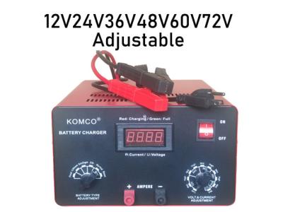 China Hightech verstelbare batterijoplader 12V-72V met slim LCD-scherm, pulsreparatie, ontzwaveling voor ATV, SUV en meer Te koop