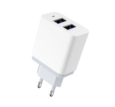 China Mobile Phone 2 USB Port EU Wall Travel Fast Charging Quick Charger Mobile Phone Standard Home Charger for sale