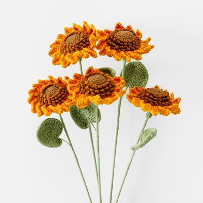 China Cute Wool Yarn Low Price Flower Seed Hairs Four Strip Line Seeds Sunflower Coffee Orange Finished Bouquet Material for sale