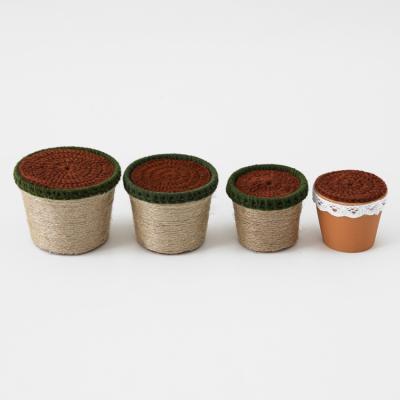 China Wadding Chat Hot Selling Handmade Jute Rope Wool Plant Yarn Flower Pots and Planters Tear Hook Basket for Decor for sale