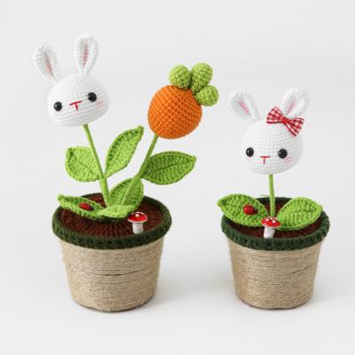 China Wadding Chat DIY Handmade Crochet Car Ornaments Wool Yarn Rabbit Plant Potted Plant Decoration Knitting Teacher's Day Gift for sale