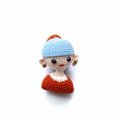 China Decoration wool ornaments or dangling girl with pearl earrings cartoon doll handmade illustration small pendant for sale