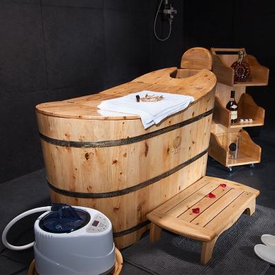 China Eco-friendly Material Home Sauna Wooden Bathtub Portable For Adult Natural Wooden Tub for sale