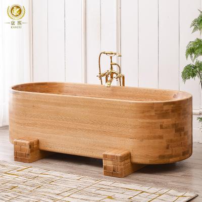 China Sustainable Luxury Wooden Bathtub Maintenance Free Home Bath For Stylish Bathroom for sale