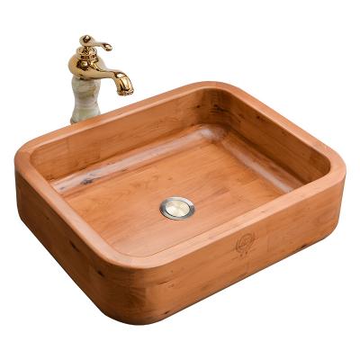 China Modern Cedar Solid Wood Sink Luxury Hotel Supplement Hand Basin for sale