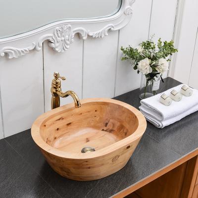 China Luxury Hotel Sink Traditional Hand Polished Timber Hand Wash Basin for sale