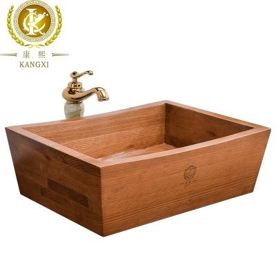 China Luxury Europ Bathroom Sink Wash Wooden Basin Hotel Decor for sale