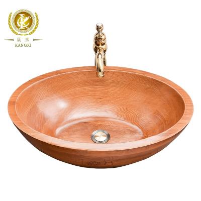 China Fashionable Imported Red Oak Wood Craft Wash Basin Made in China for sale