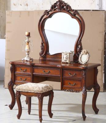 China Elegant Mirror 1360mm Length Solid Wood Dressing Table With Integral Mirrors for sale