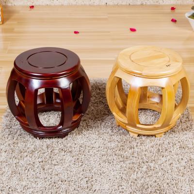 China Storage Household Item Retro Chair Wood Round Tea Stool For Plants for sale