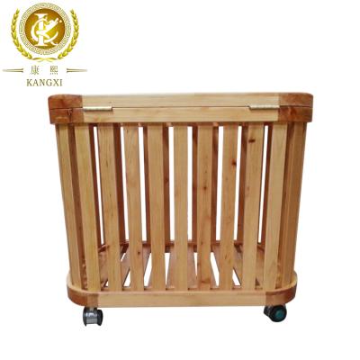 China Sustainable Home Application Portable Storage Wooden Shower Collecting Laundry Basket for sale