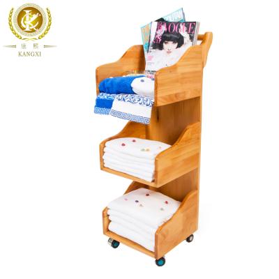 China Portable Wholesale Universal Wheels Wooden Hotel Bathroom Accessories Trolley for sale