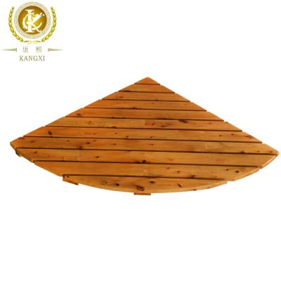 China Sustainable Cedar Wood Half Round Bath Mat Wooden Bath Floor Anti-Slip Mat for sale