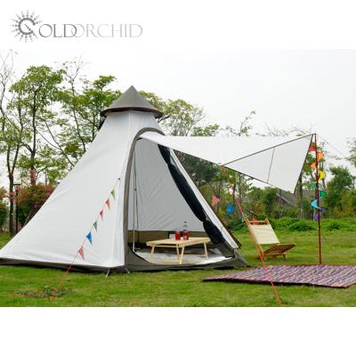 China Durable 2021 Outdoor Tent Teepee Yurt Glamping Tent Double Layer Indian Pyramid Tent for sale