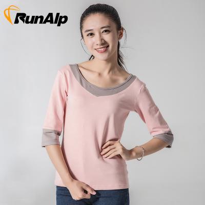 China Anti-wrinkle fashion design lady blouse with wide collar for sale