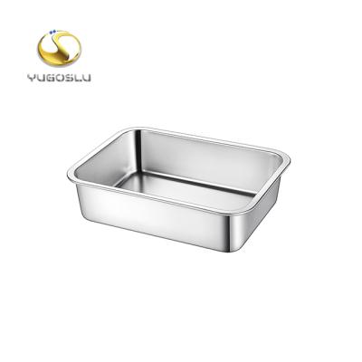 China Home& Restaurant China Manufacturers Stainless Steel Rectangle Serving Tray Deep Squared Towel Tray for sale