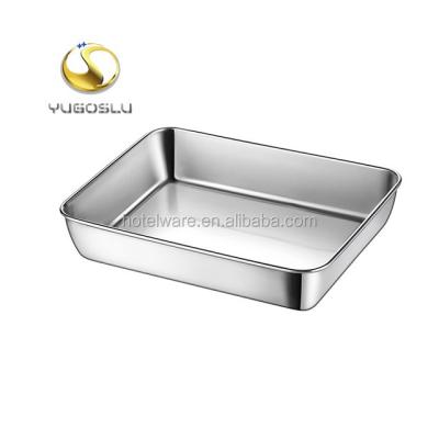 China Home Hotel Restaurant Free Sample High Quality Non Magnetic Stainless Face Napkin Dish Deep Serving Tray for sale