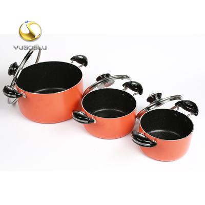 China Free sample 9 pcs viable popular wholesale colored cookware press aluminum cooking pot set for sale