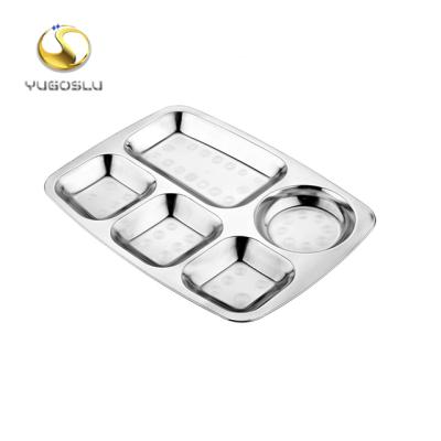 China FREE SAMPLE 304 Stainless Steel Rectangular Divided Dinner Tray for sale