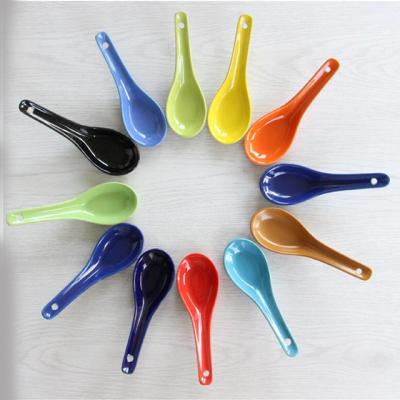 China Viable Healthy Ceramic Cheap Price Colorful Porcelain Tasting Spoons for sale