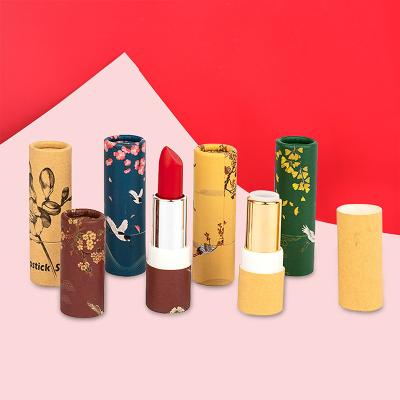 China Small Biodegradable Cardboard Empty Biodegradable Custom Printing Lipstick Tube Packaging For Women Lipstick Lip Gloss for sale