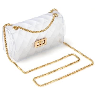 China Fashion Women's Handbag 2021 Semi Clear One-Shoulder Messenger Bag Chain Small Square Bag Women's Fashion News Jelly Bag for sale