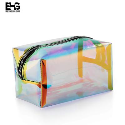 China Hologram National Cosmetic Hologram Iridescent Cosmetic Clutch Bag Large Storage PVC Toiletries Pouch for sale