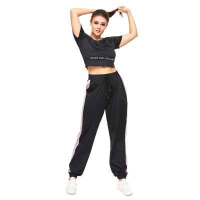 China 2021 Breathable New Plus Size Yoga Wear 2 Piece Short Sleeves Pants Sportswear Fitness Suit for sale