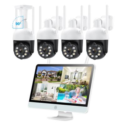 China PAN-TILT Wholesale 3MP Security Wifi PTZ Camera Wireless CCTV System 12Inch DIY LCD Monitor Kit 8CH NVR Kit for sale