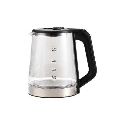 China 360 Degree Base Rotation Luxury Multi Purpose Electric Kettle 220V 2.3L Temperature Control Glass Electric Tea Kettle for sale