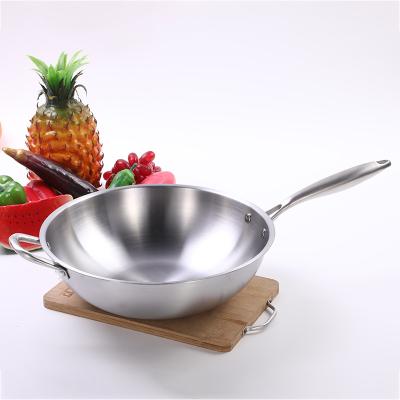 China Viable High Quality Five-Layer Chinese Frying Pan Non Stick Stainless Steel Wok Pan for sale