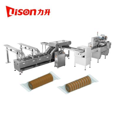 China Automatic Snack Factory Biscuit Sandwich Machine Connect Biscuit Overboard Wrapping Machine for sale