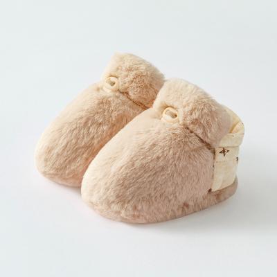 China Newborn Baby Girl Shoes Winter Booties Cotton Soft Warm Soft Furry Beige Color Infant Cute Custom Made Anti-slippery Faux for sale