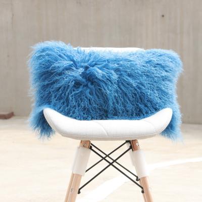 China Zipper Closure Luxury Hidden Back Suede Lined 30x50cm Custom Luxury Tibetan Lamb Fur Cushion Pillow Cases Real For Home for sale