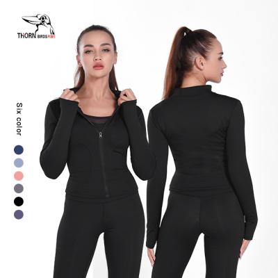 China Breathable Sports Quick-Drying Coat Women's Long Sleeved Spring Yoga Clothes Full Zipper Training Fitness Tops Zipper Coat for sale