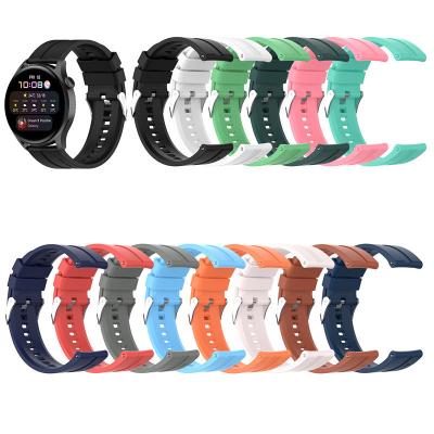 China Silicone Rubber Clasp Wristband Smartwatch Replacement Strap 20mm 22mm Rubber Watch Band For Amazfit GTS BIP GTR U for sale