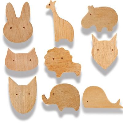 China Fun Bohemian Animal Hook Creative Wooden Seamless Sticky Door Solid Wood Back Hook for sale