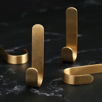 China Modern Brass Decorative Self Adhesive Wall Mount Kitchen Viable J Hook Bathroom Clothes Display Towel Metal Door Hanger Coat Wall Hooks for sale