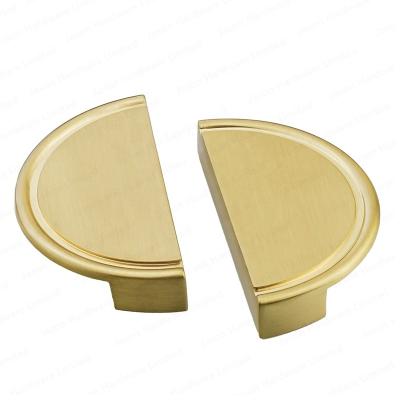 China Wholesale Hardware Easy Installation Luxury Half Moon Drawer Kitchen Furniture Door Cabinet Brass Handles for sale