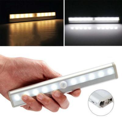 China Ultra Thin Mini Built-in Battery Rechargeable Motion Sensor LED Night Light with 3M Adhesive,Magnetic Strip,Screws for U for sale