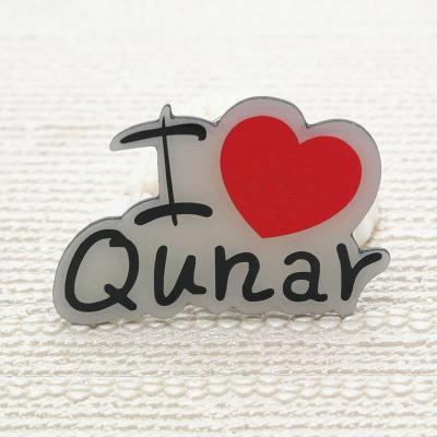 China Europe Offset Printing Travel Crafts Metal Qutar Pin Badge With Various Colors Available for sale