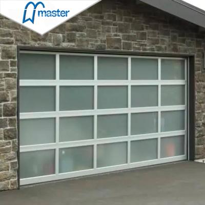 China Hot Sale Master Sectional Overhead Automatic Well Windproof Aluminum Frosted Glass Garage Doors With Good Price for sale