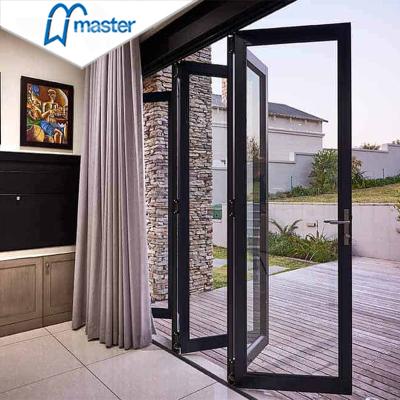 China New Design 2022 Accordion Folding Folding Glass Door Outdoor Aluminum Patio Windproof Door With Low Price for sale